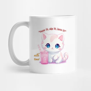 Aesthetic Kawaii Cat with milk Mug